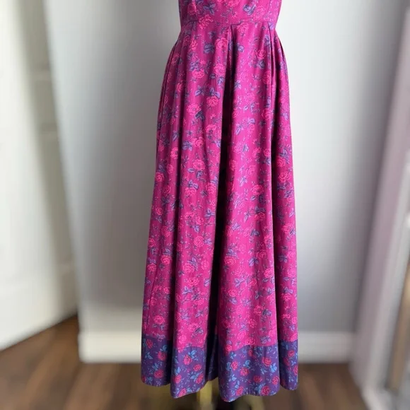 Vintage Suttles & Seawinds Floral Midi Dress Sz XS Pink Romantic Summer Canadian - Picture 5 of 16